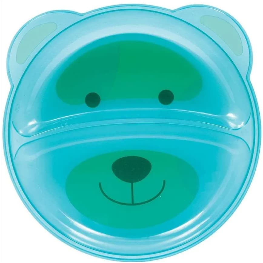 Prato Com Divisória Urso Buba Baby Bebê Pratinho Infantil Criança Azul ou Rosa