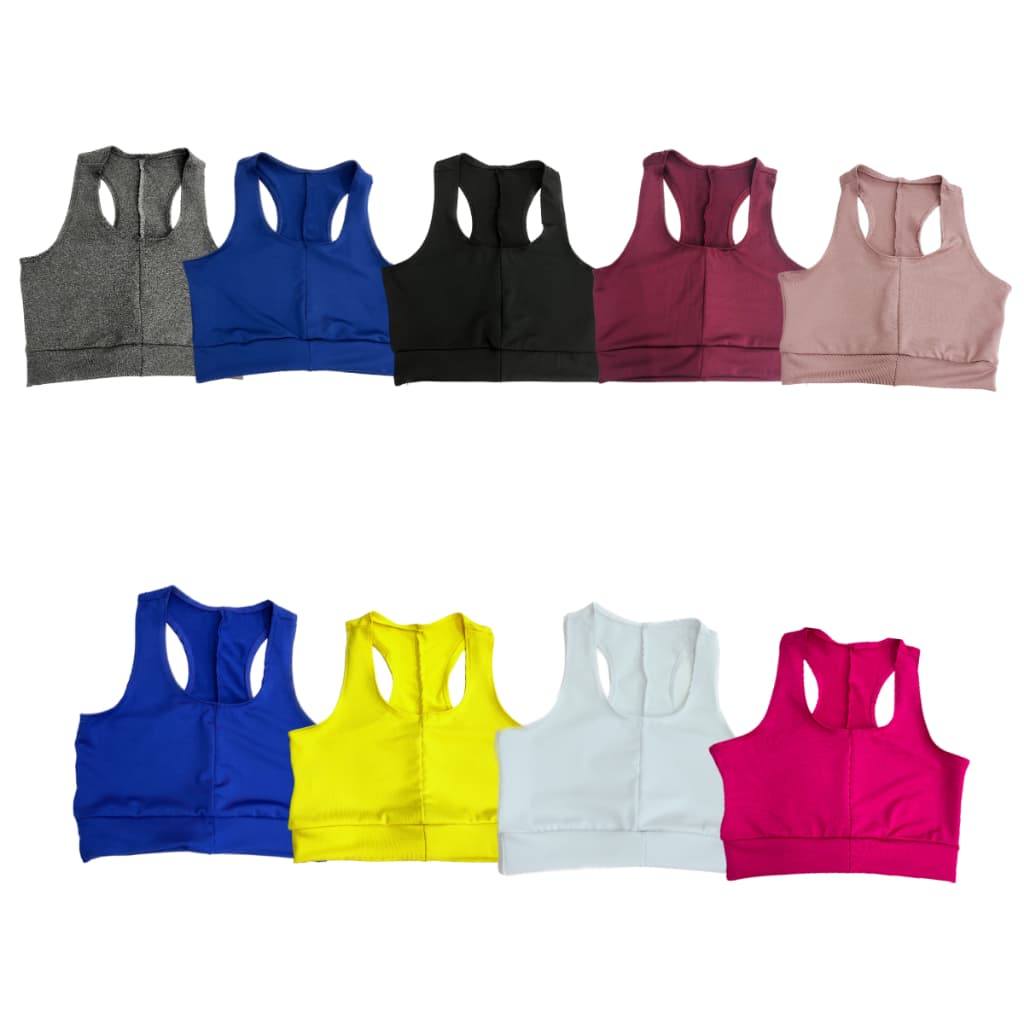 Kit 6 Top Academia Miusa Sport nadador sem bojo Top Alta Sustentação