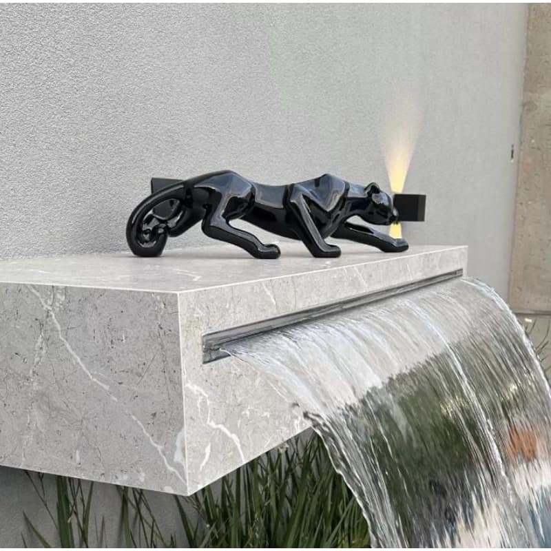 Escultura pantera negra cerâmica grande 58 x 13 cm escultura estátua decorativa