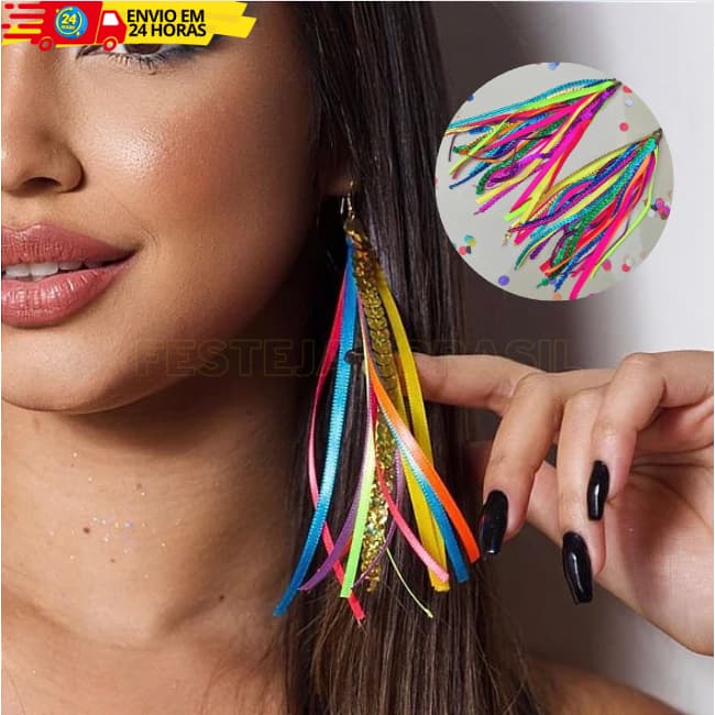 Brinco Fitas Coloridas Paete Carnaval - PAR