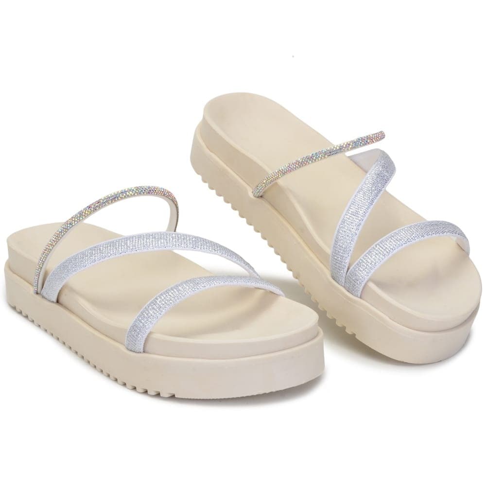Chinelo Feminino Strass Sandália Strass Anatômica Plataforma Papete Confortável Feminina Tiras Sandália Rasteirinha Confortável