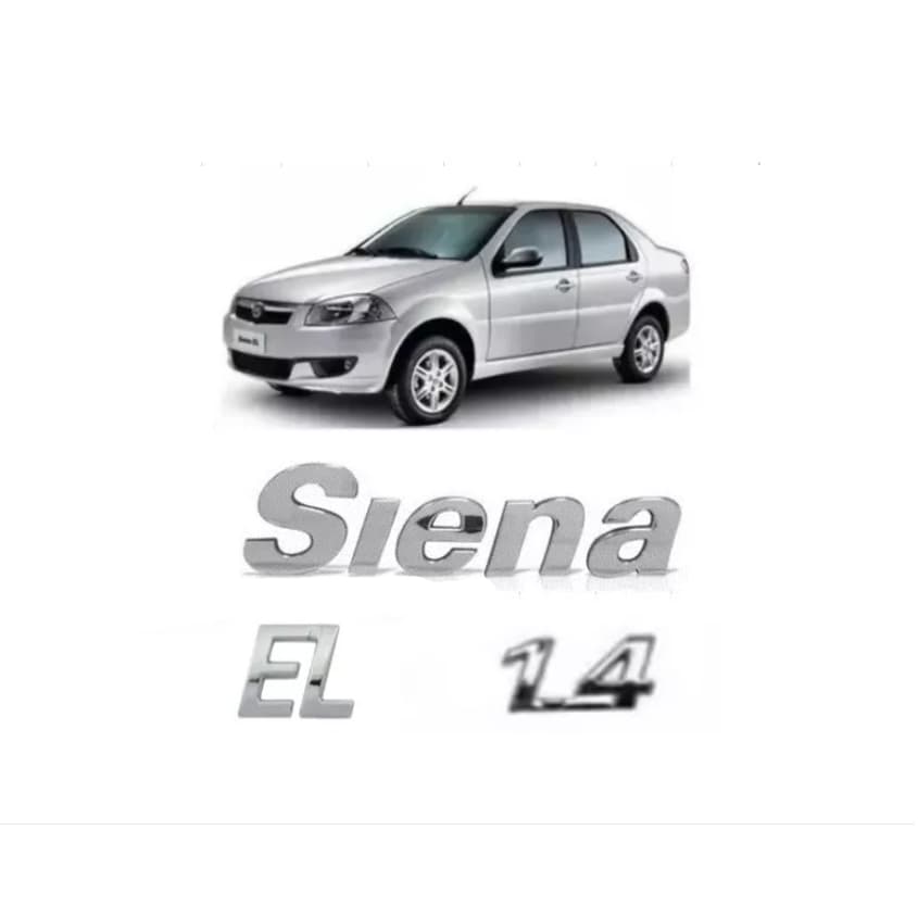 Kit Emblemas Letreiro Siena El 1.4 Fiat Cromado