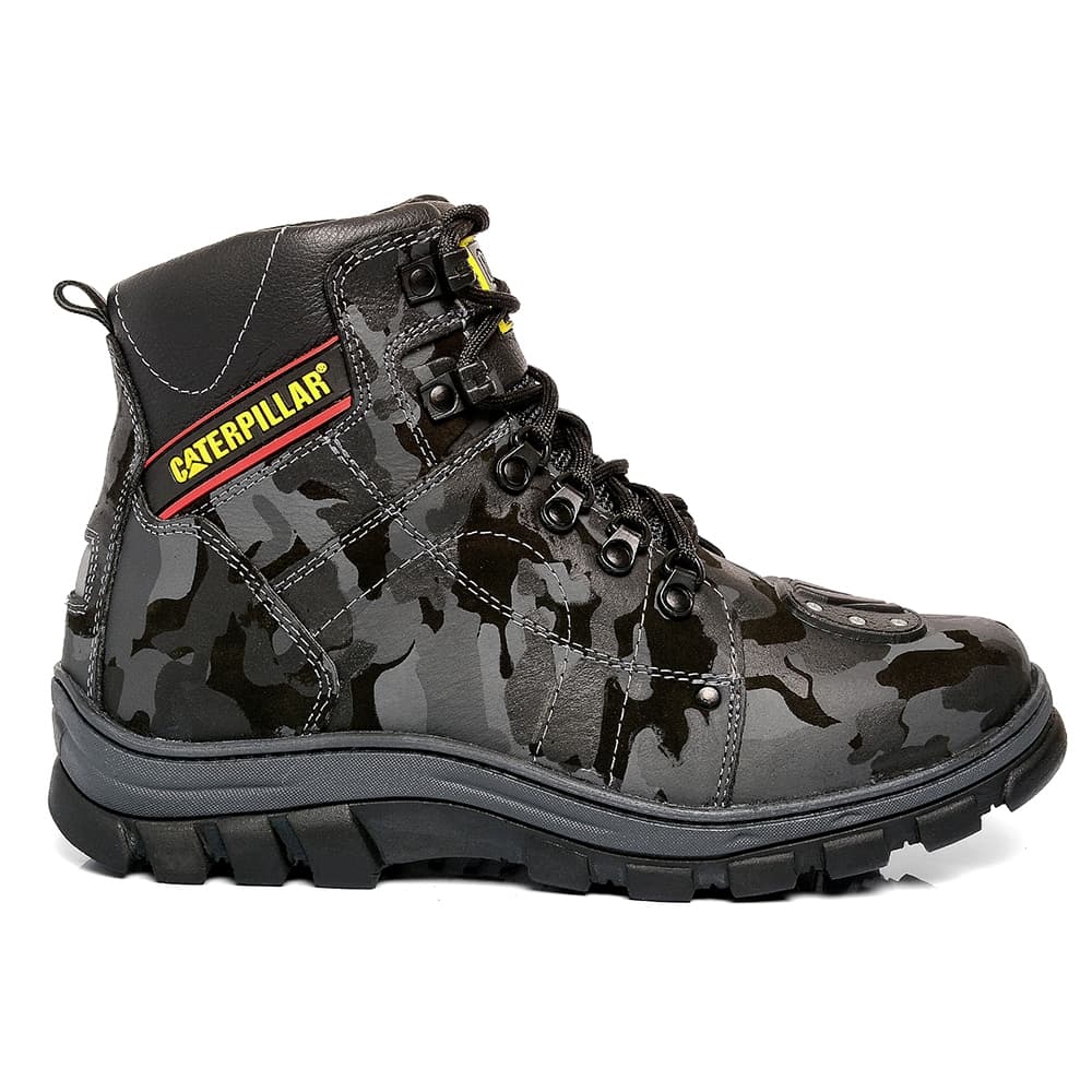 Bota Coturno Motociclista Camuflada Caterpillar Masculino CAT Top!