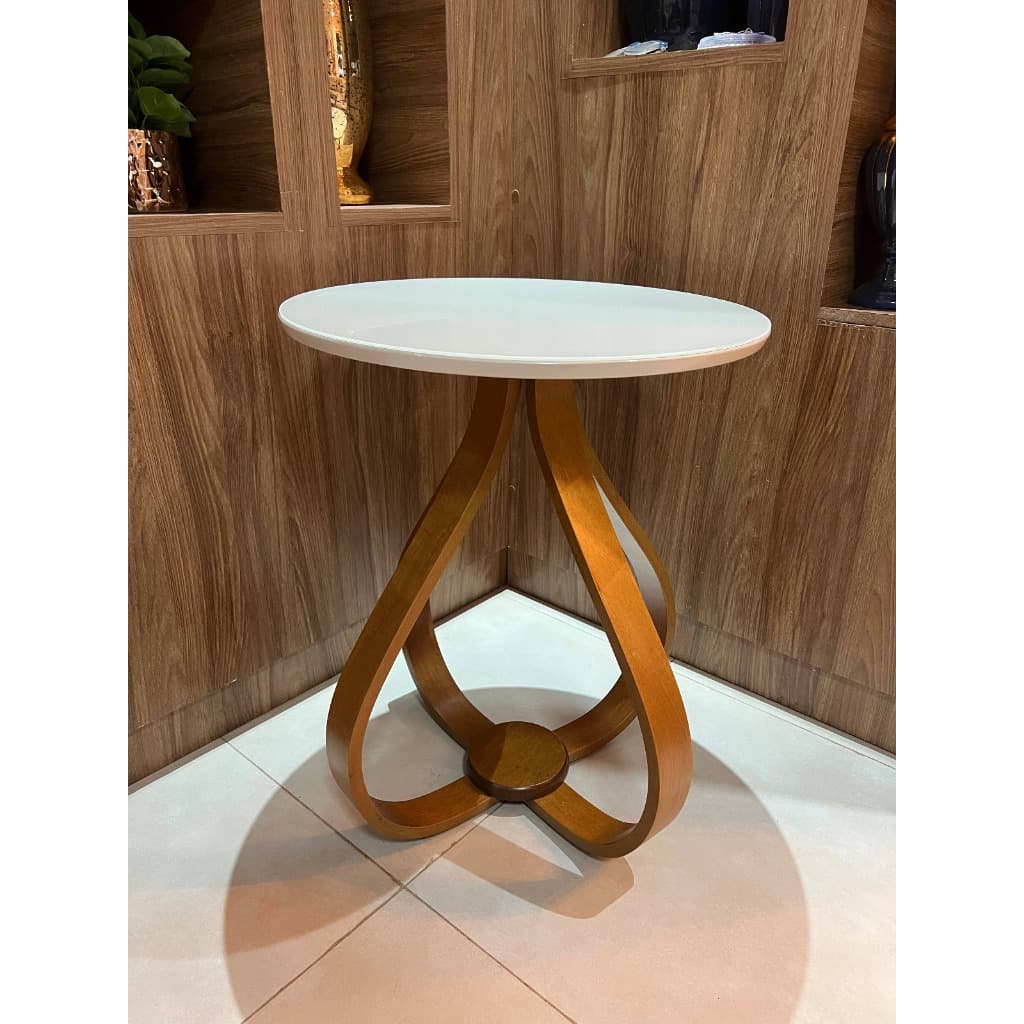 Mesinha de Canto Cebola Sala Escritório Acabamento Laqueado com Vidro! Luxo (1 Mesa )