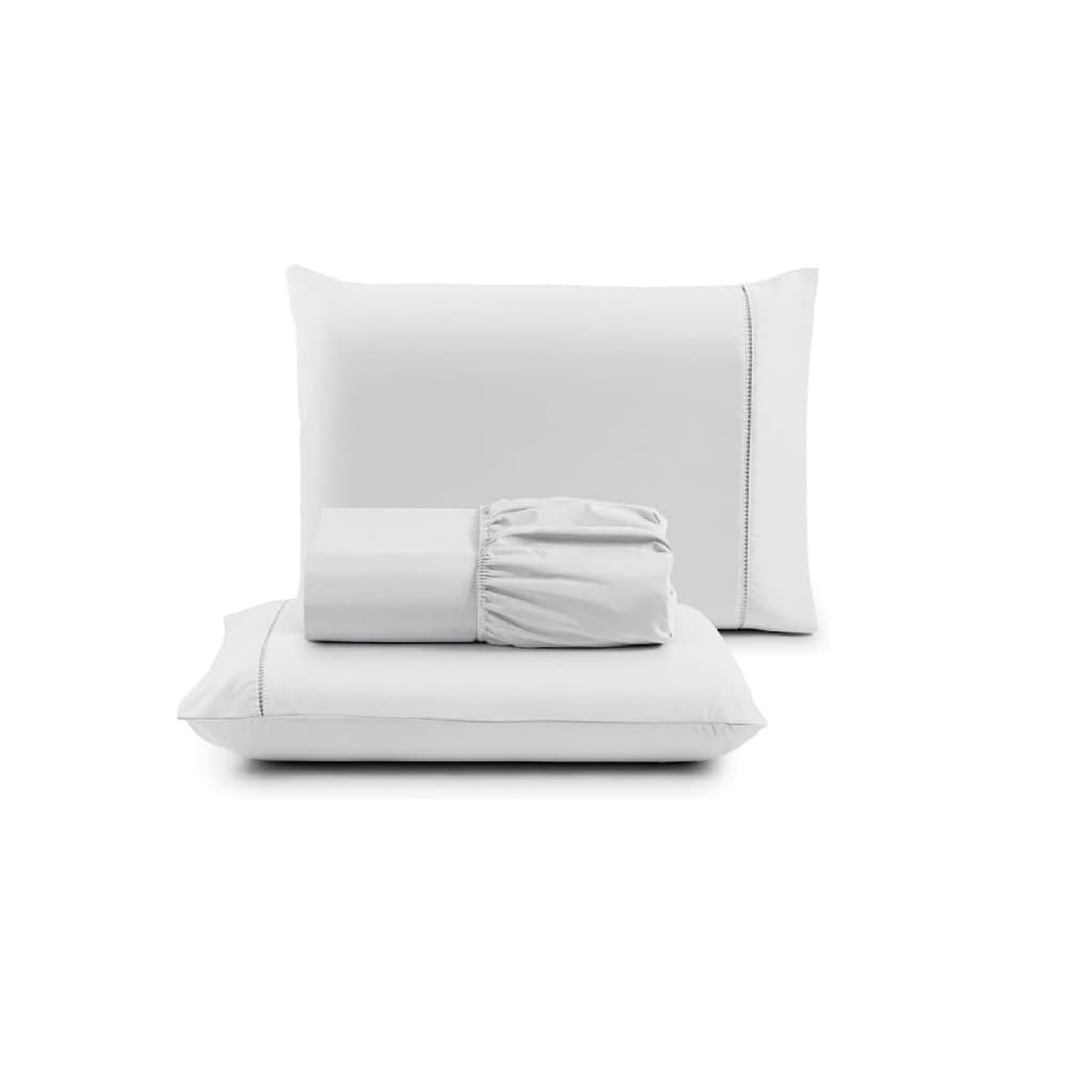 Jogo de Cama Micro Percal Casal Queen 3 Peças Branco