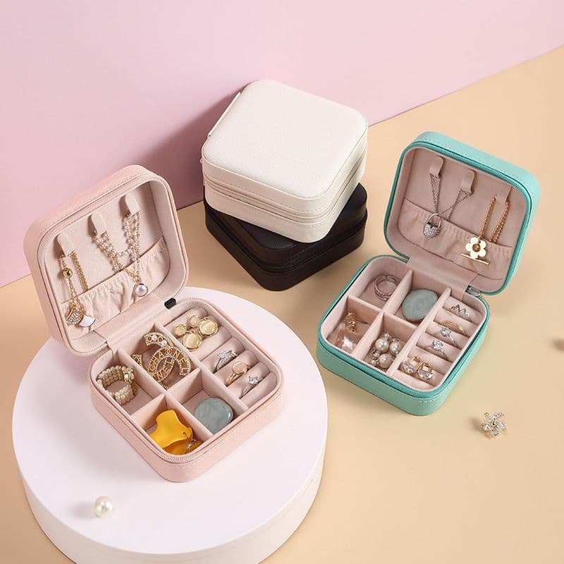 Kit 2 Caixa Portátil De Jóias Com Zíper Para Viagem/Organizador MS-12