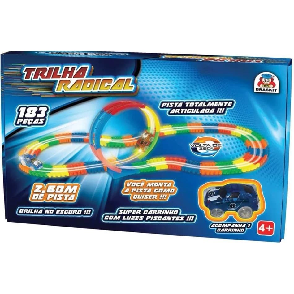 Pista Articulada com looping 360 Trilha Radical com 183 peças - 2,6 m
