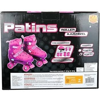 Patins Roller Ajustavel com Cadarço 30-33 - Rosa