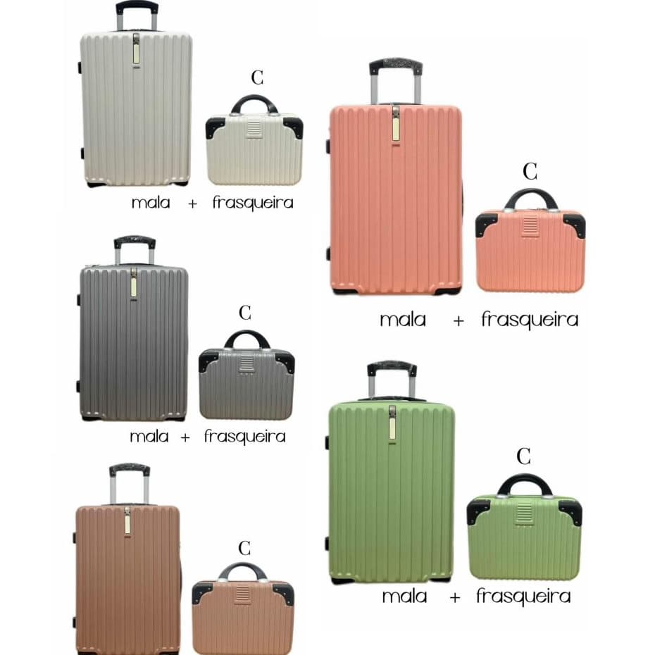 MALA DE VIAGEM 10KG Conjunto de mala de bordo / bagagem de mão 10KG + a frasqueira Rodinha 360 com Cadeado