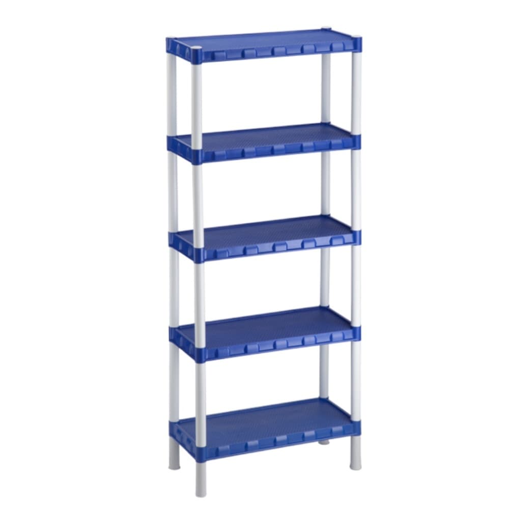 Estante Prateleira Modular Multiuso Organizadora Plástico Azul com 5 Prateleiras - COM PEZINHOS - Agraplast