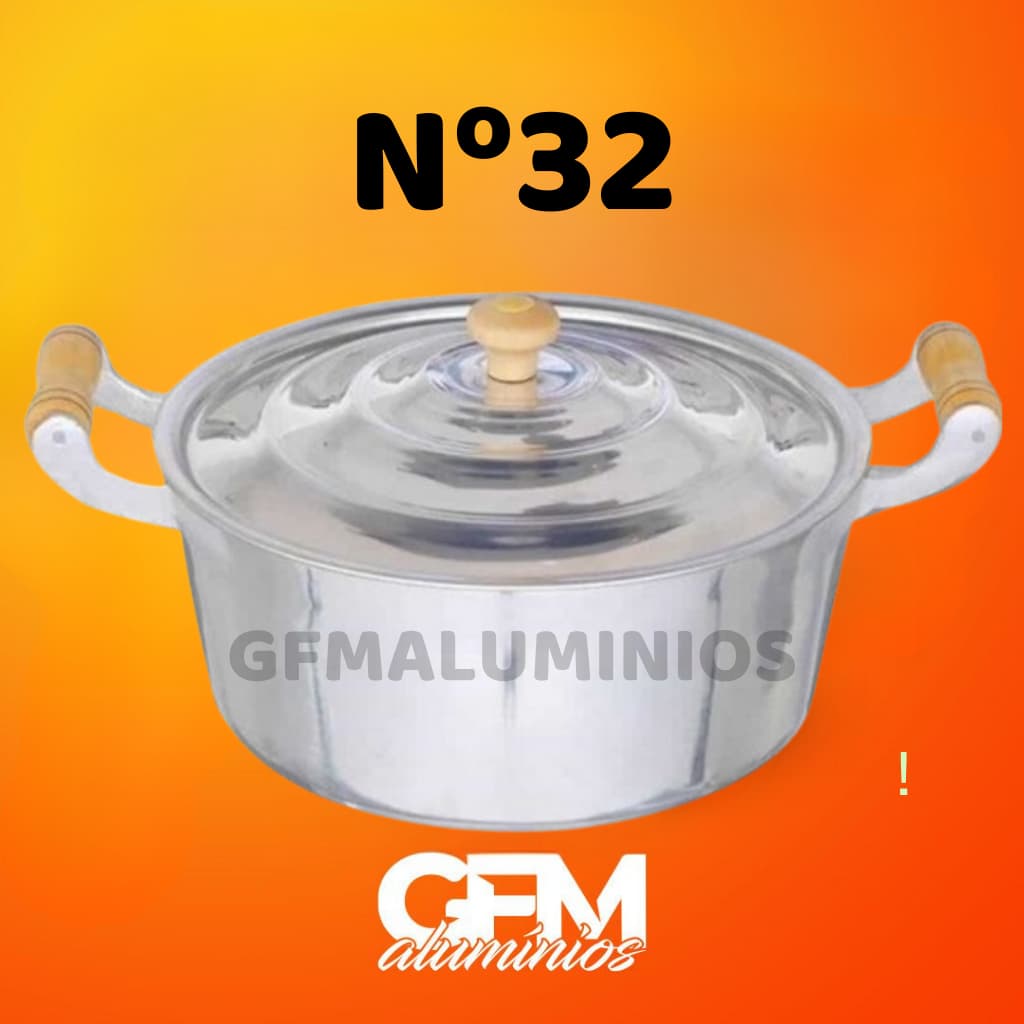 Panela Caçarola n° 32 Grande em alumínio batido grosso fundido/ 8 Litros Cozinha Decoração