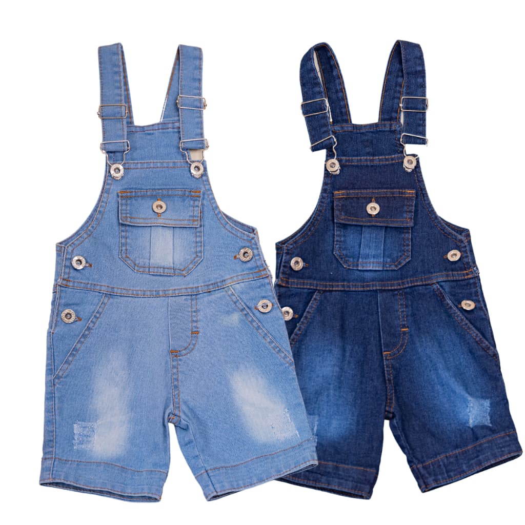 Kit 2 Jardineiras Jeans Masculinas Infantis para Todas as Aventuras