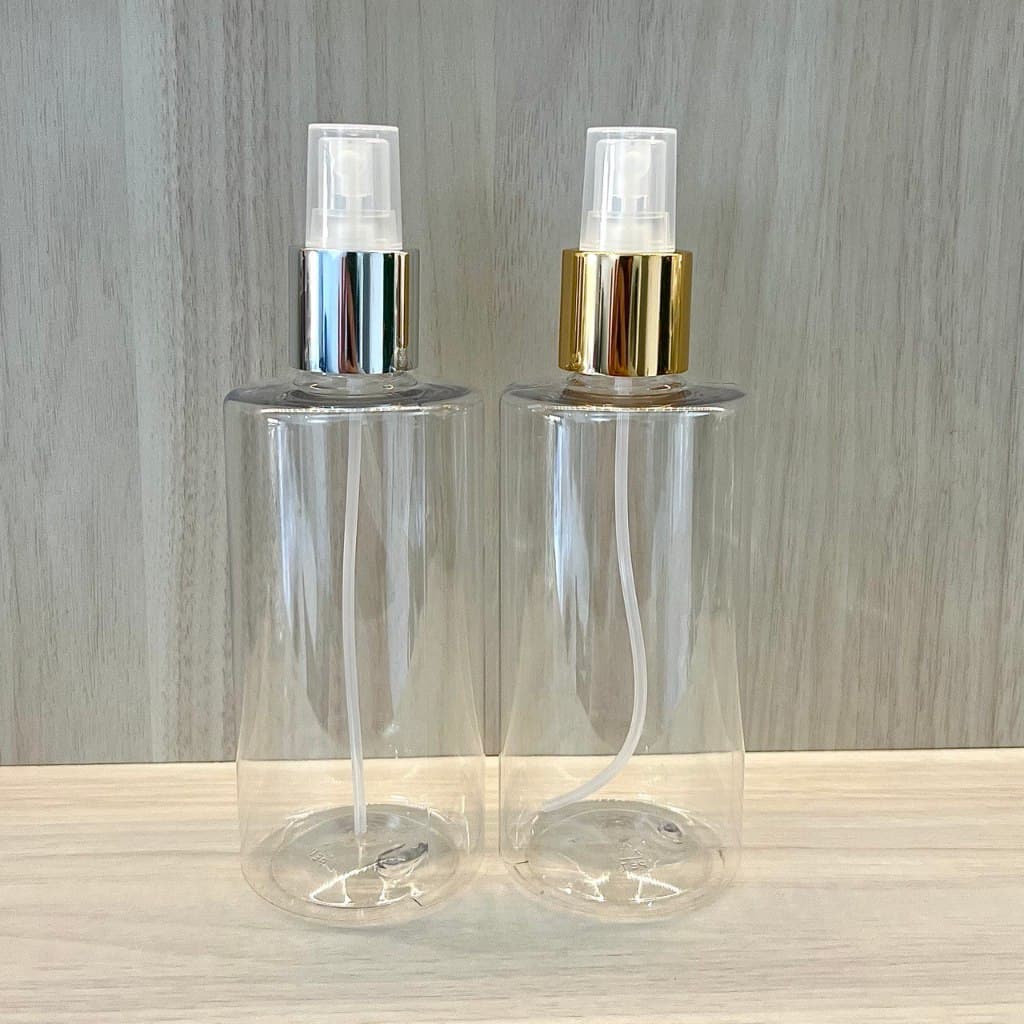 Kit 2 Unidades Frasco Pet Cilíndrico Reto Válvula Spray Luxo 250mL Transparente Perfume Cozinha