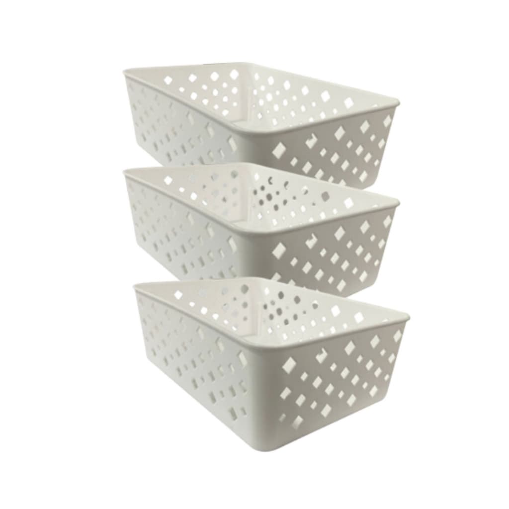 Kit 3 Cestos Organizador Médio Premium 19x13x7Cm Branco