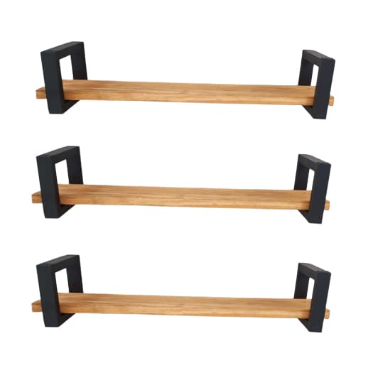 Kit com 3 Prateleiras Estilo Industrial Prateleira de Madeira Pinus Maciça Decoração Escritório