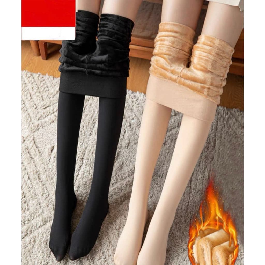 Meia calca veludo Meia-calça térmica Forrada Peluciada Translúcida de Lã Legging Grossa Inverno Quente Feminina