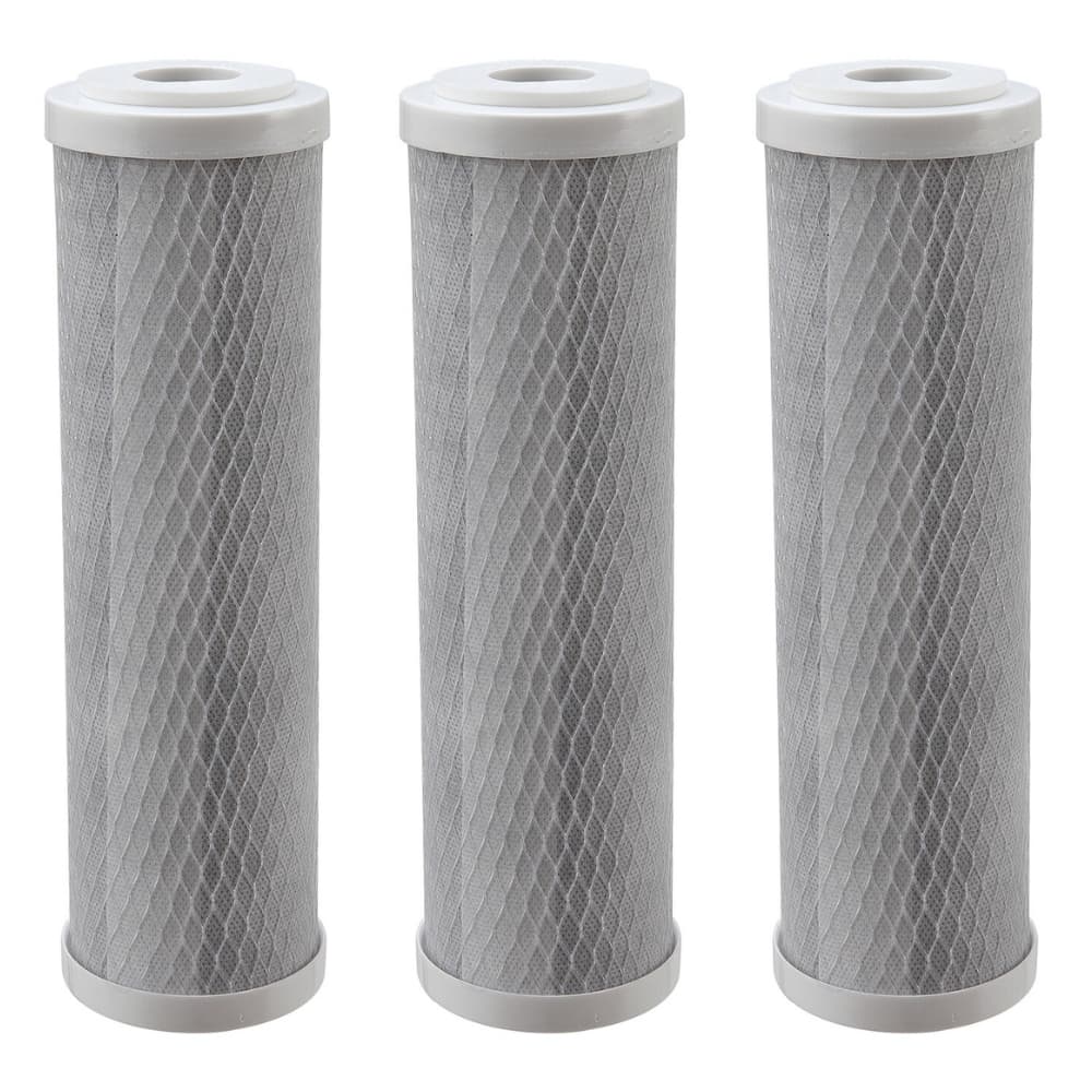 Filtro Refil HDF 9.3/4" Carbon Block Encaixe - Para Aquablock 10", Policarbon Aquaclear 10", Hidrofiltros e outras - Kit c/ 3