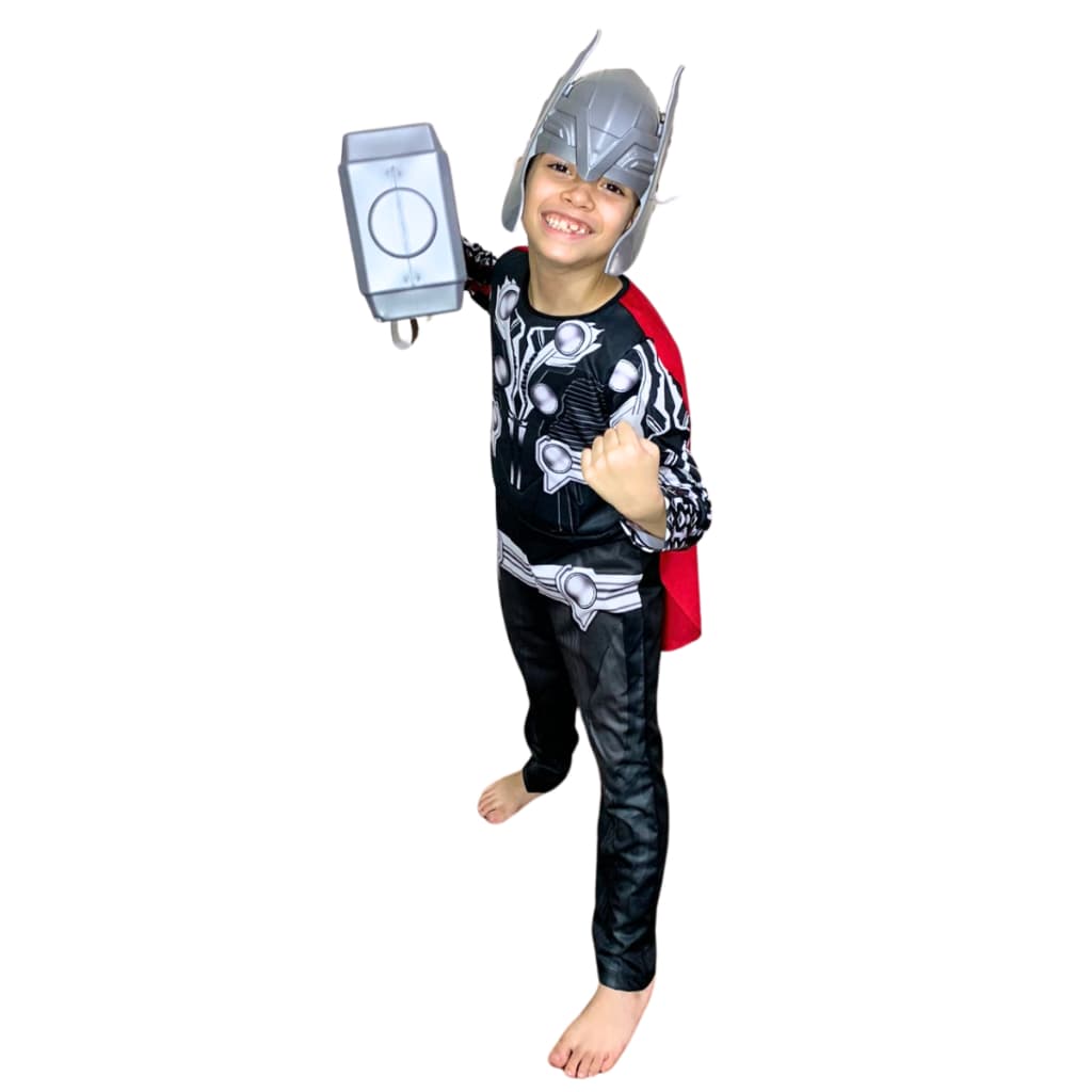 Fantasia Infantil Thor Com Enchimento Máscara E Martelo