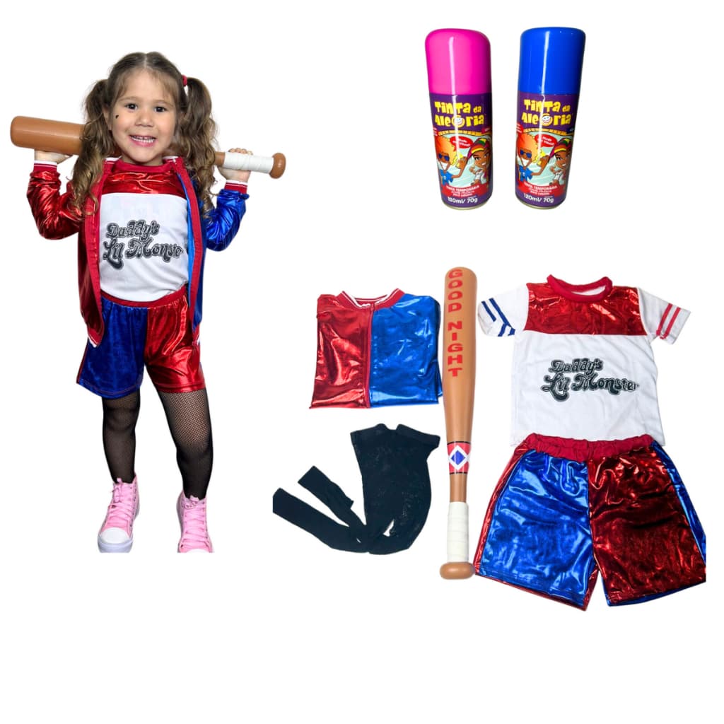 Fantasia Infantil Completa Alerquina C/ Taco,meia,jaqueta E Tinta