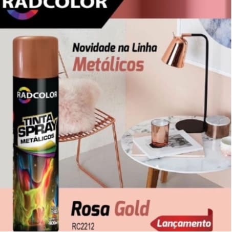 kit c/2 Tinta Rose Gold P/ Artesanato Uso Geral Radcolor Spray 400ml