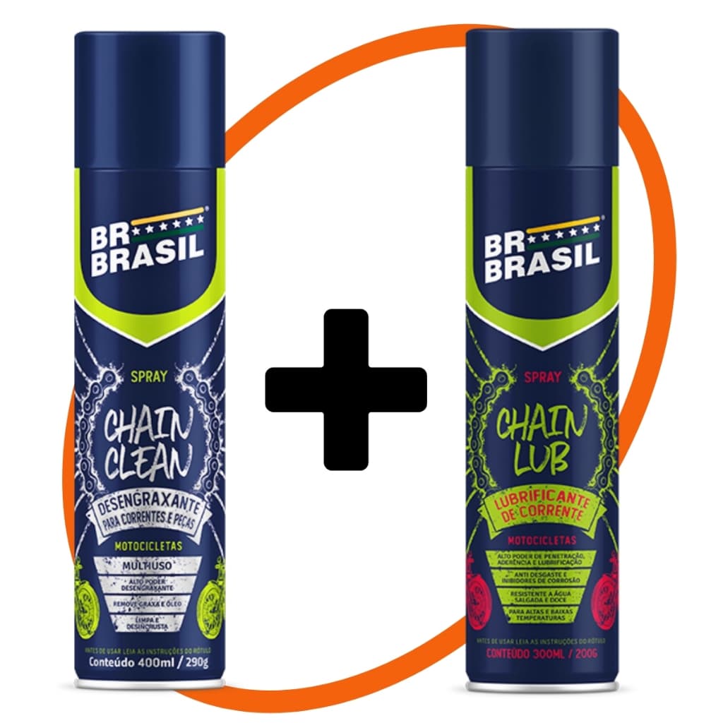 Kit Lubrificante + Desengraxante Spray Para Corrente Moto Titan 150 160 Start Fan Xre Sahara