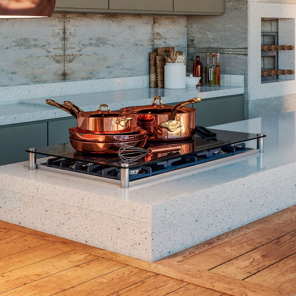 Tampa de Vidro para Cooktop Fischer Platinium 5 bocas Trempe de Ferro Fundido Mesa Aço