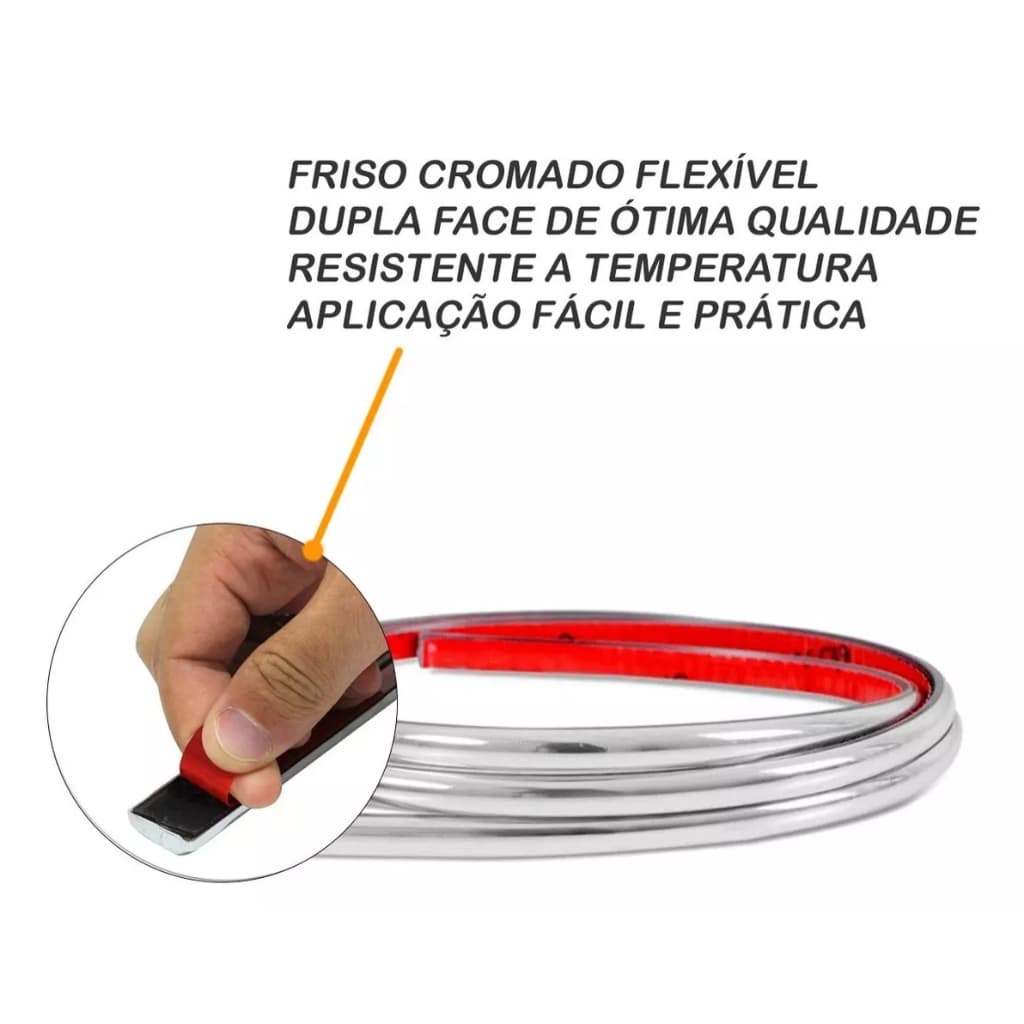 Rolo Friso Cromado Base Da Janela Universal 5 Metros X 7mm Largura
