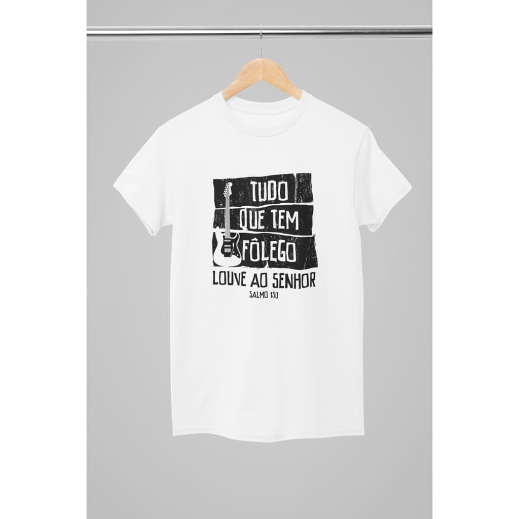 Camiseta Tudo Que Tem Folego Louve ao Senhor Unissex Yeshua Jesus Cristã Conferência Igreja 100% Algodão Alta Qualidade
