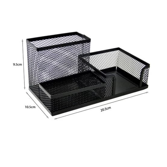 Organizador De Mesa 3 Divisórias Aramado Preto - PORTA CANETAS