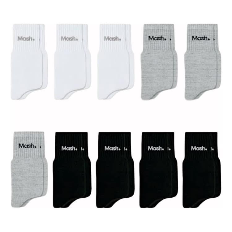 Kit 10 Pares de Meias Cano Curto Esportiva Mash Algodão