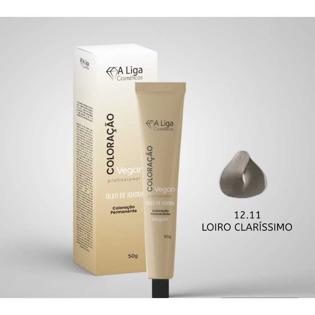 COLORAÇÃO VEGANA 12.11 A LIGA COSMÉTICOS 60 GR- LOIRO CLARÍSSIMO PRATA PROFUND