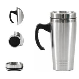 Garrafa Copo Inox 450ml Alça Plástico Tampa Cerveja Suco Café