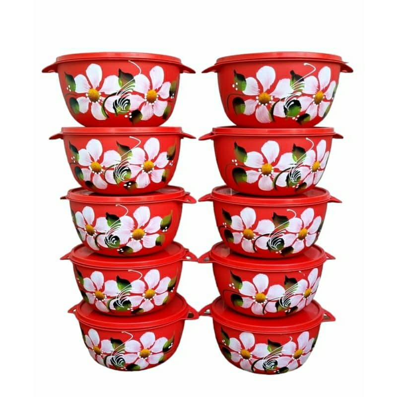 kit 10 potes de 1 litro de plástico decorado, potes 10 peças de 1 litro