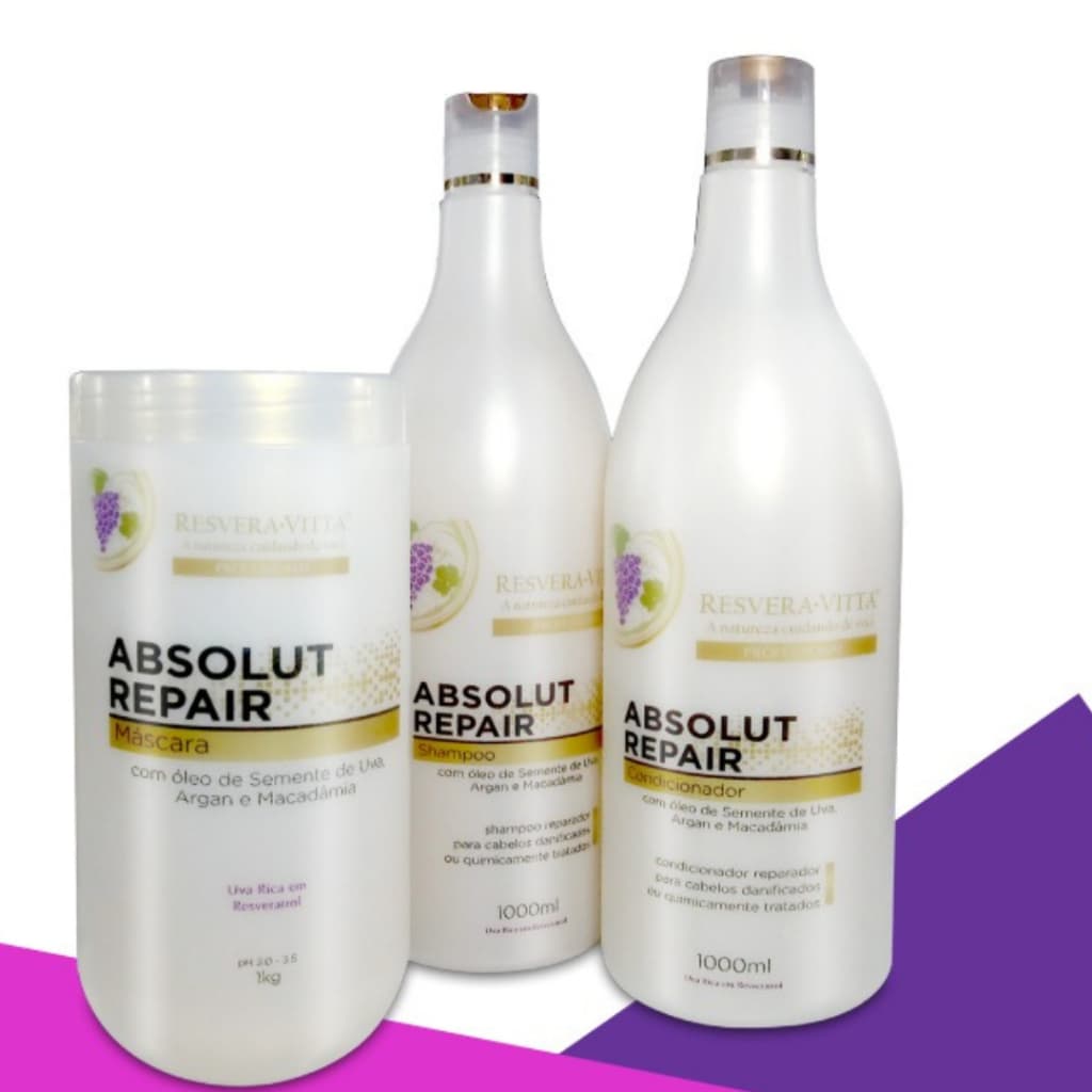 Kit Capilar Profissional Absolut Repair Resvera Vitta Salão Lavatorio Litro