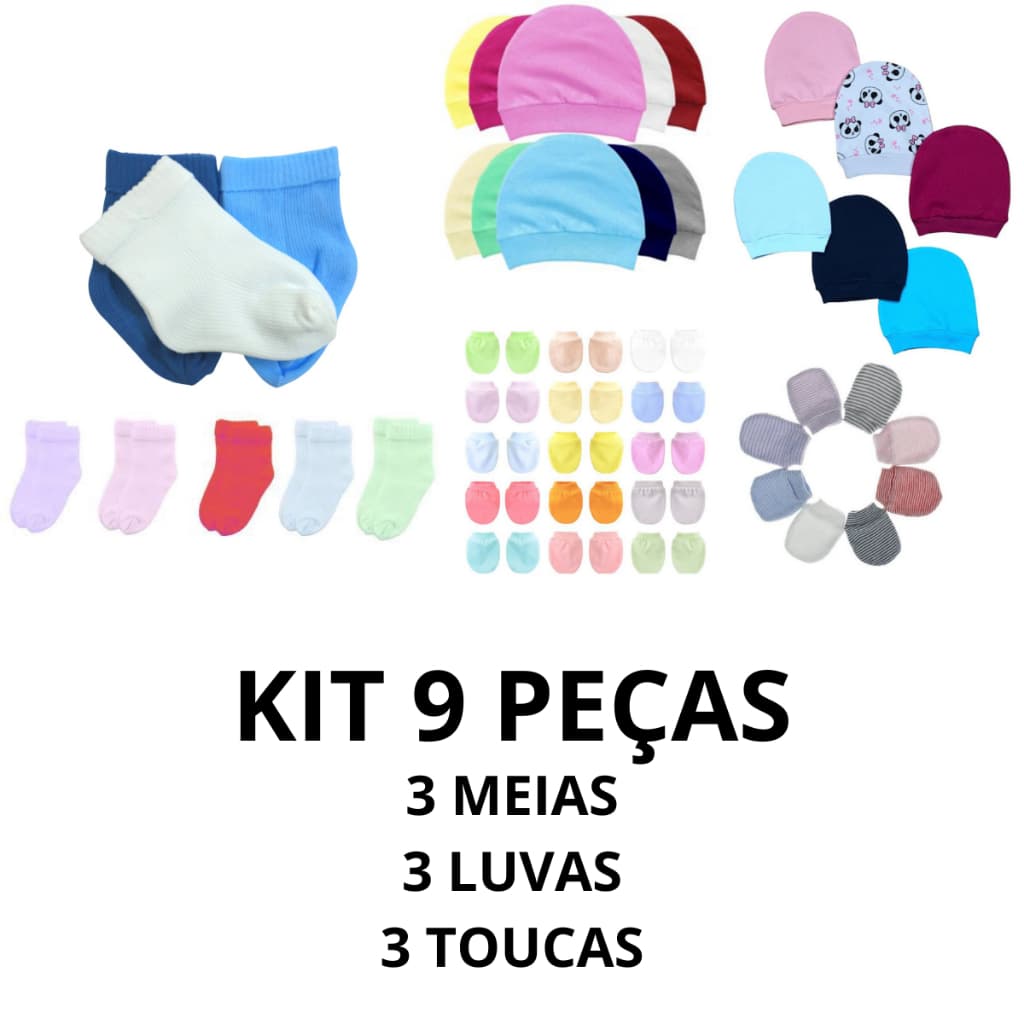 Kit Luva toucas e meias para bebês recém nascido kit bebê- enxoval de bebê promoção