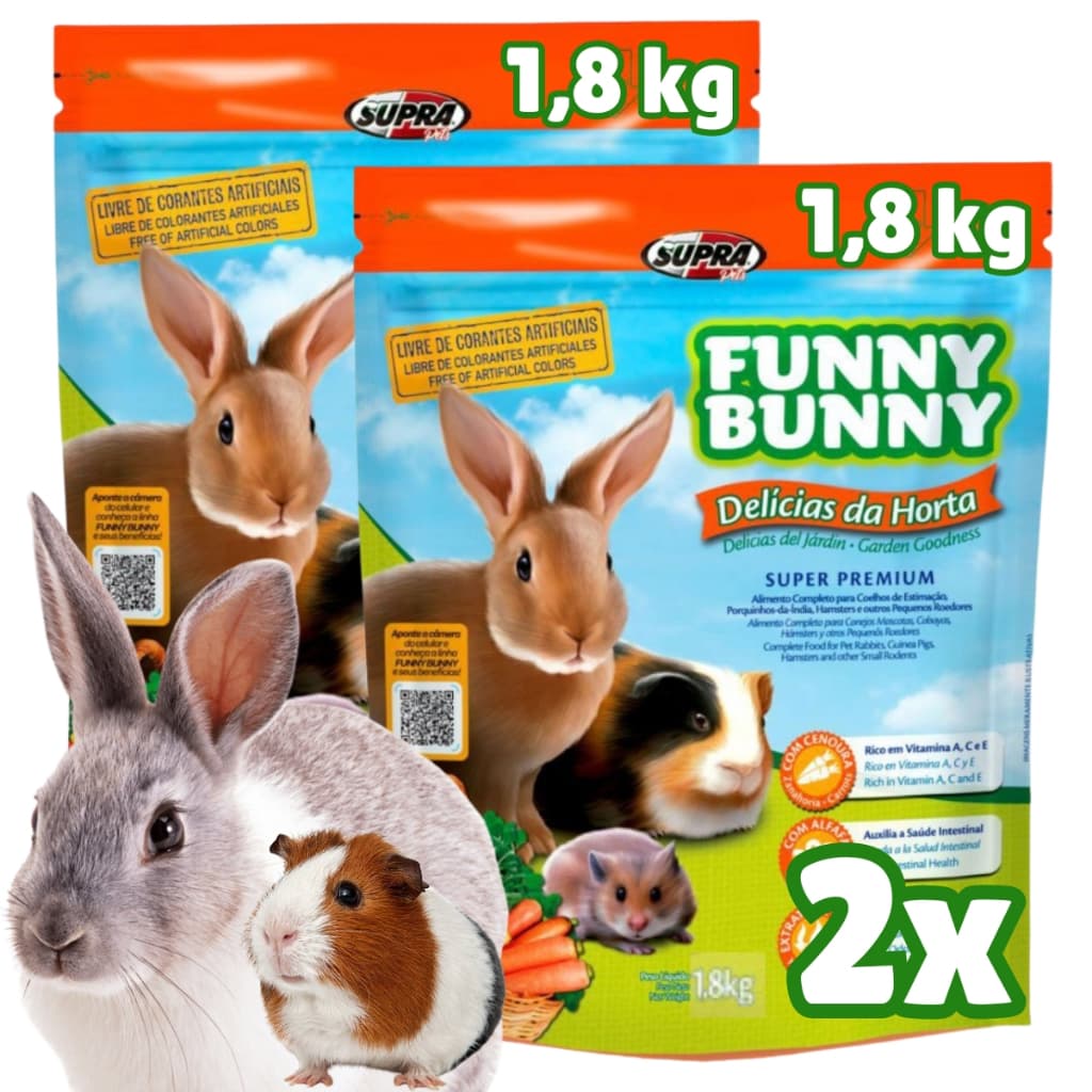 Funny Bunny Delícias Da Horta Coelhos Hamster e Pequenos Roedores 1,8 Kg - Kit Com 2 Unidades
