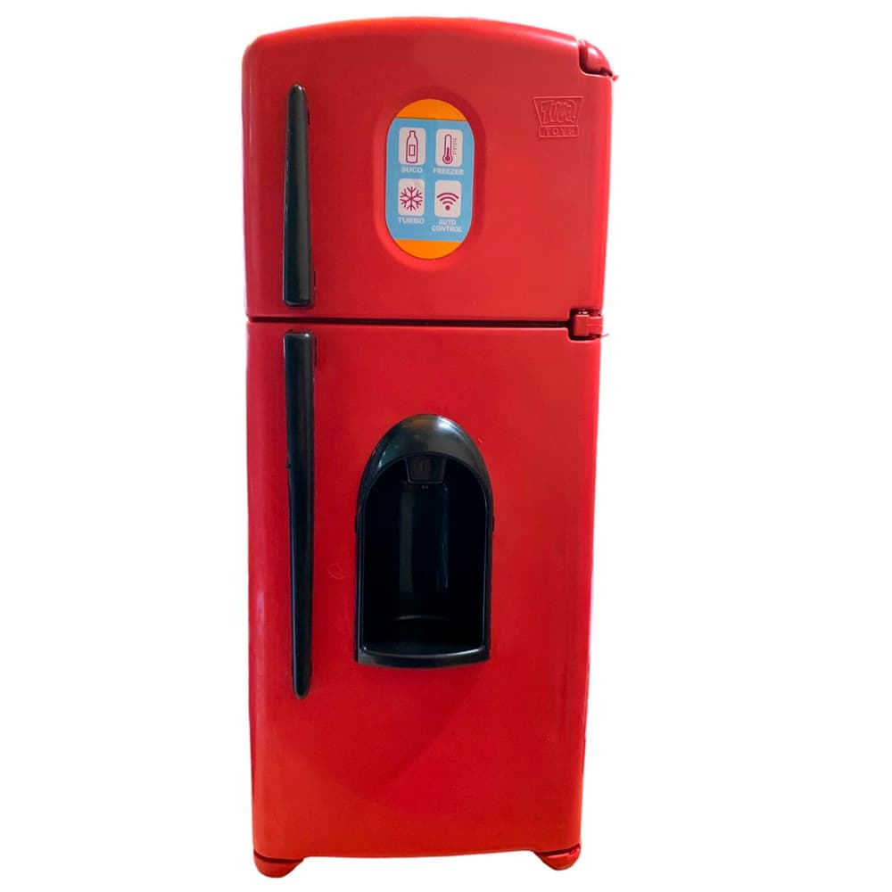 GELADEIRA DE BRINQUEDO INFANTIL MINI FREZER VERMELHA COM FORMINHA DE GELO ZUCA TOYS