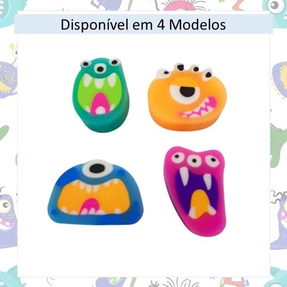 Borracha Escolar Monstrinhos - 4 Unidades