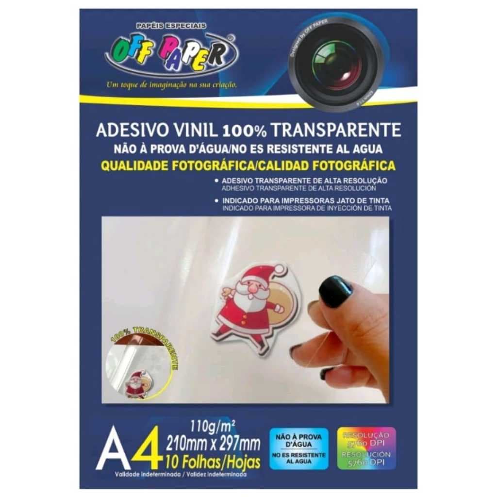 Adesivo Vinil A4 110G Transparente Impressora Jato De Tinta - OFF PAPER