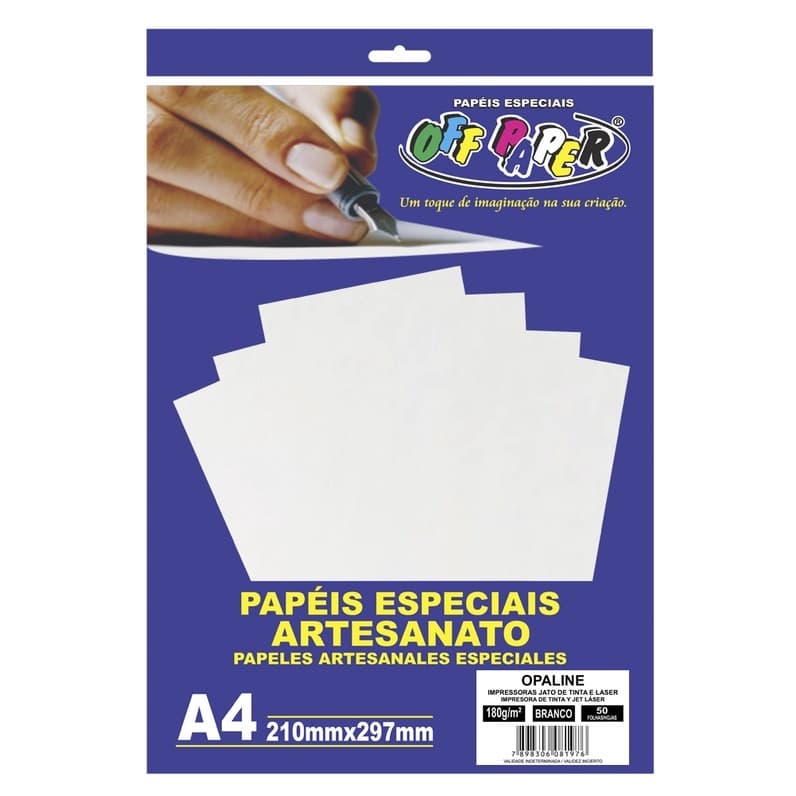 Papel A4 Opaline Branco 180g 50 folhas - OFF PAPER (Diplomata/Offset)