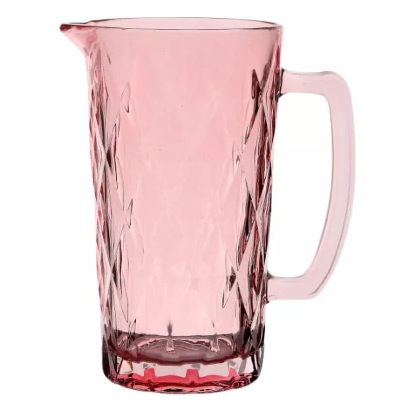 Jarra Vidro Diamond 1l Litro Rosa Diamante Água Suco Drink