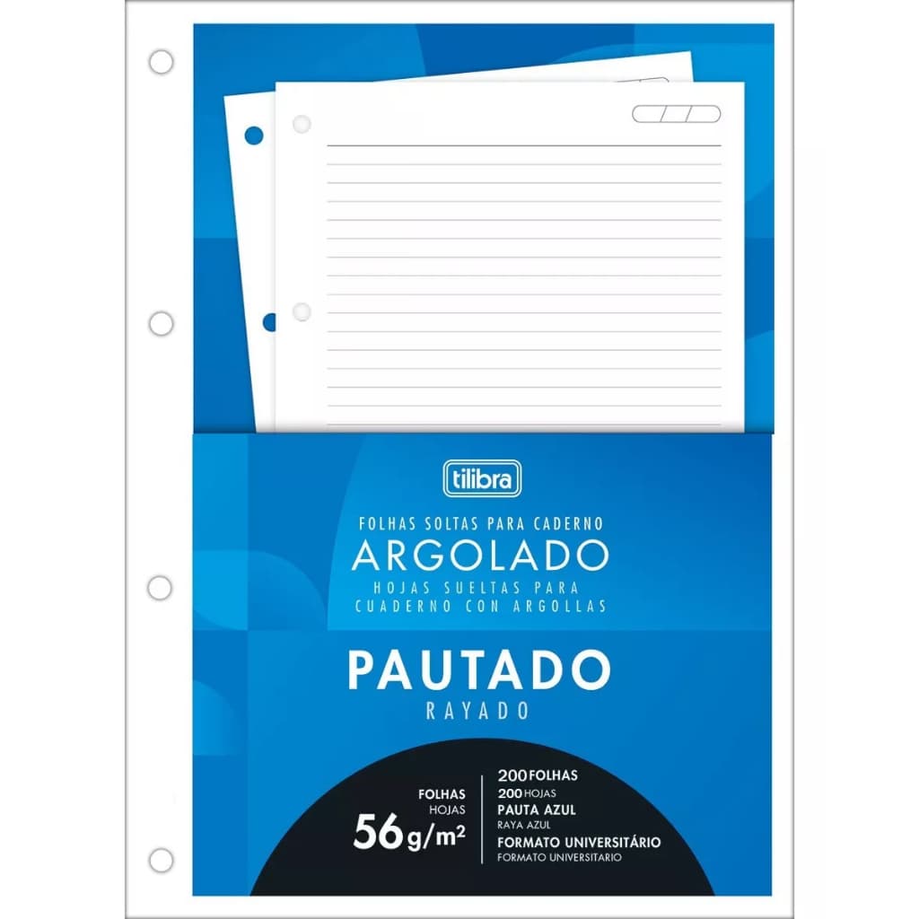 Bloco Tilibra Para Fichário Universitário 4 Furos 200 Fls