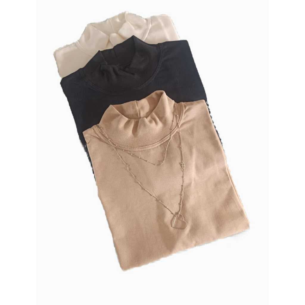 Kit 3 Camiseta básica gola alta
