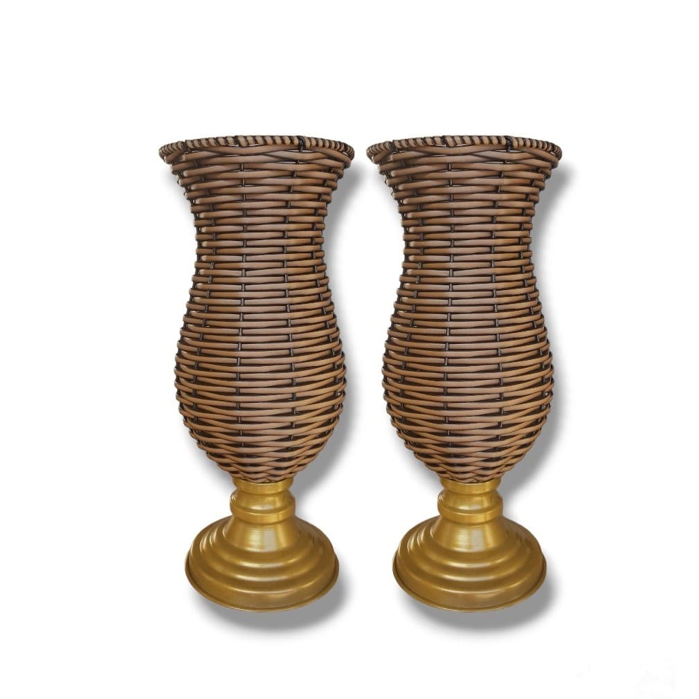 Kit 2 Vaso Base Metal Junco LD