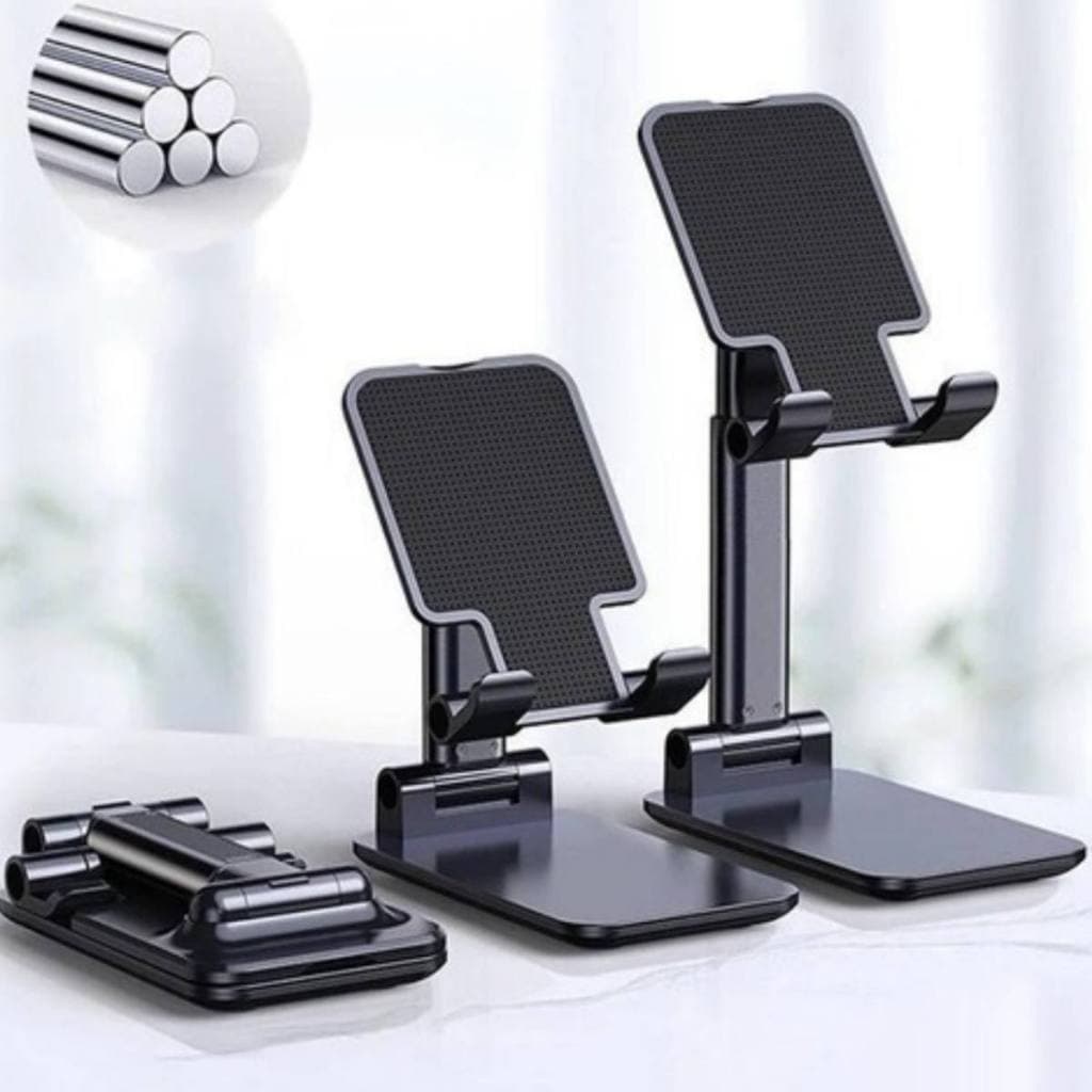 Suporte De Mesa Preto Celular Tablets Universal Dobrável Portátil Ajustável Apoio Folding Desktop