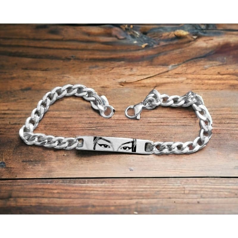 Pulseira Bracelete Aço Inoxidavel Olho Olhar Face Masculino Feminino 20cm Anti Alérgico Pode Molhar