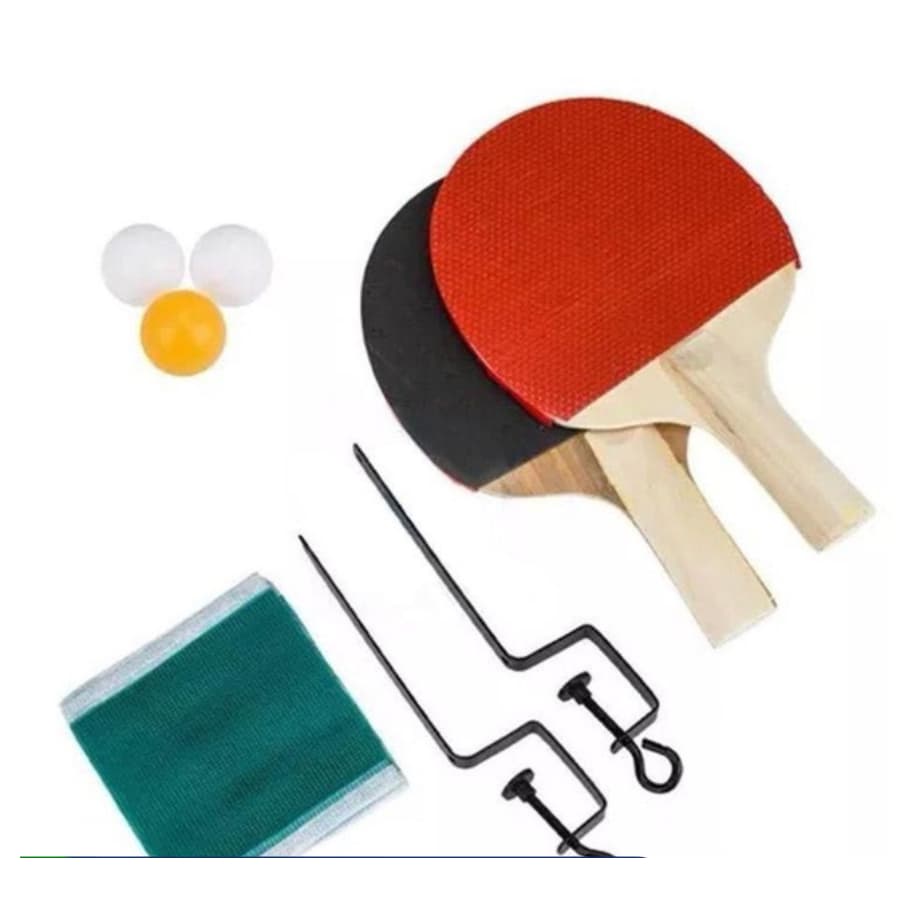 Kit Ping Pong Tenis De Mesa Com 2 Raquetes + 3 Bolas Suporte Rede MBfit