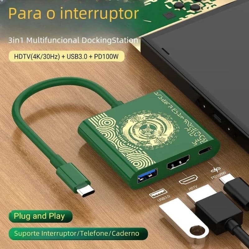 Game Docking Station para Nintendo Switch, Suporte OLED, Modo TV Dock, USB-C para 4K HDTV Hub, Steam Deck, Smartphone