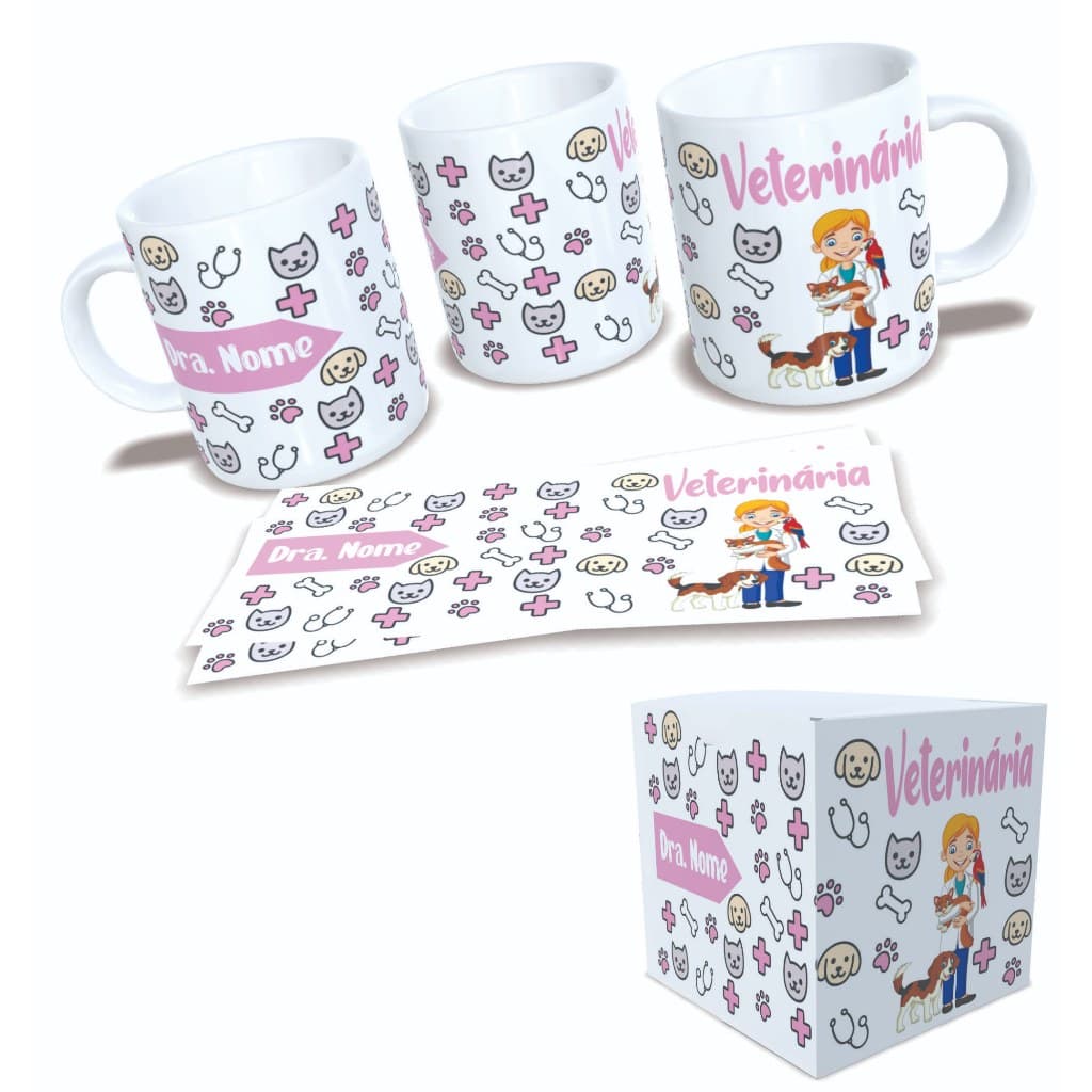 Caneca Veterinária Personalizada em Porcelana - Caneca e caixa Personalizadas