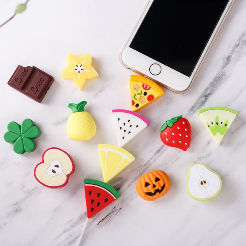 Protetor de Cabo/Carregador USB Para Celular Desenho Animado Cartoon Cable Bite Frutas